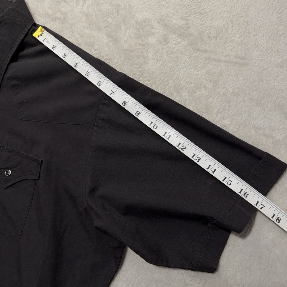 Vintage Ely Cattleman Black Pearl Snap Western Short Sleeve Button Up 2XL 18 - Picture 10 of 12